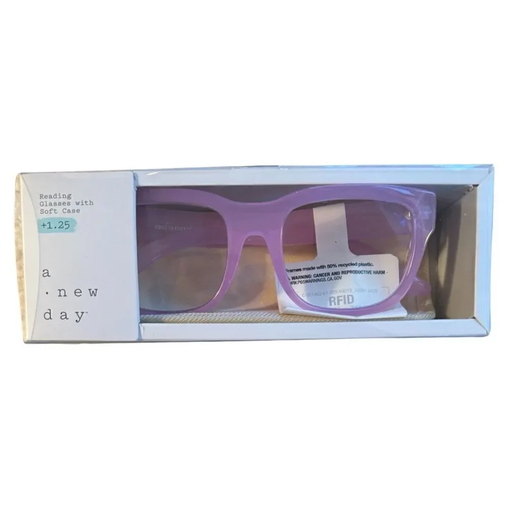 Women's Plastic Surf Square Blue Light Filtering Reading Glasses A New Day™ NWT